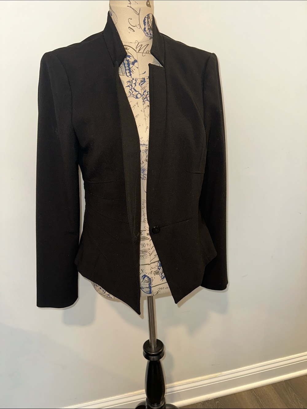 White House Black Market Black Single-Button Fitted Blazer